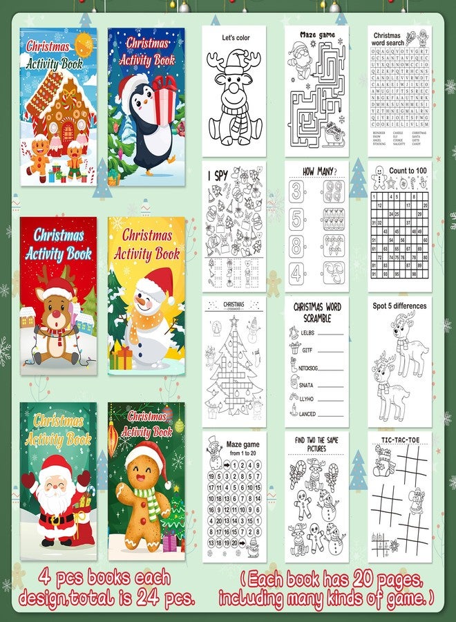 Winrain 24PCS Christmas Activity Books Party Favors for Kids - Winter Xmas Holiday Games Coloring Maze Book in Bulk, Classroom Activities Crafts Gifts - Image 4